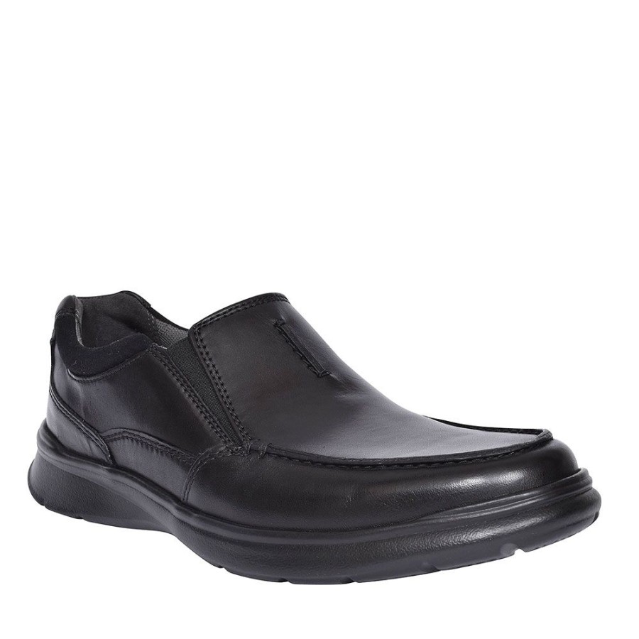 Mens CLARKS | Cotrell Free Black Leather Shoes For Men In Blk Leather