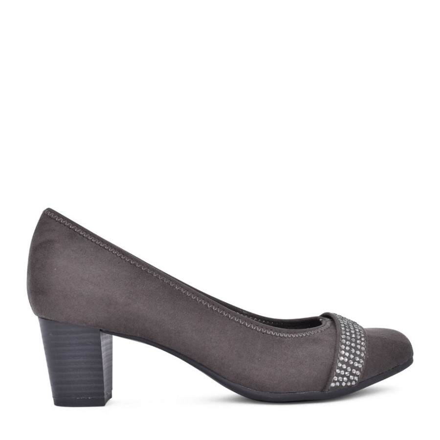 Ladies JANA | Ladies 8-22465 Medium Heel Court Shoe In Dark Grey