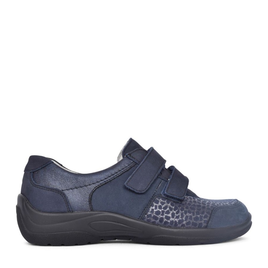 Ladies WALDLAUFER | Ladies 312H01 Navy Hesna Velcro Shoe In Navy