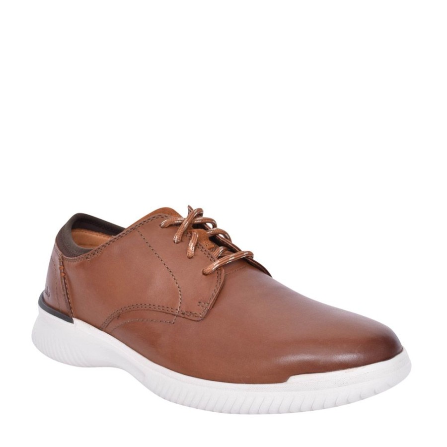 Mens CLARKS | Mens Donaway Leather H Fit Shoe In Dark Tan