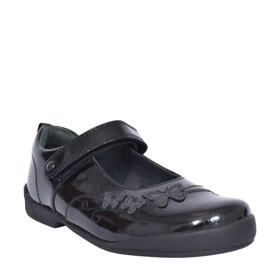 Girls START RITE | Pump Black Patent Velcro Shoe For Girls In Kids G Fit