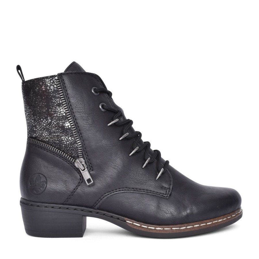 Ladies RIEKER | Ladies Y0800 Laced Ankle Boot In Black