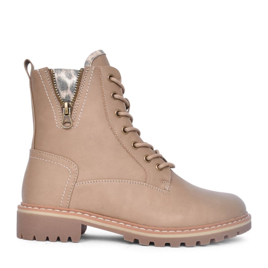 Ladies LUNAR | Ladies Nevada Glw006 Laced Ankle Boot In Stone