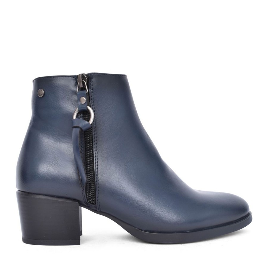 Ladies PATRIZIO COMO | Ladies Samen Block Heel Ankle Boot In Navy