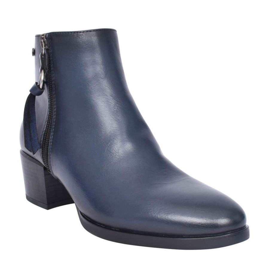 Ladies PATRIZIO COMO | Ladies Samen Block Heel Ankle Boot In Navy