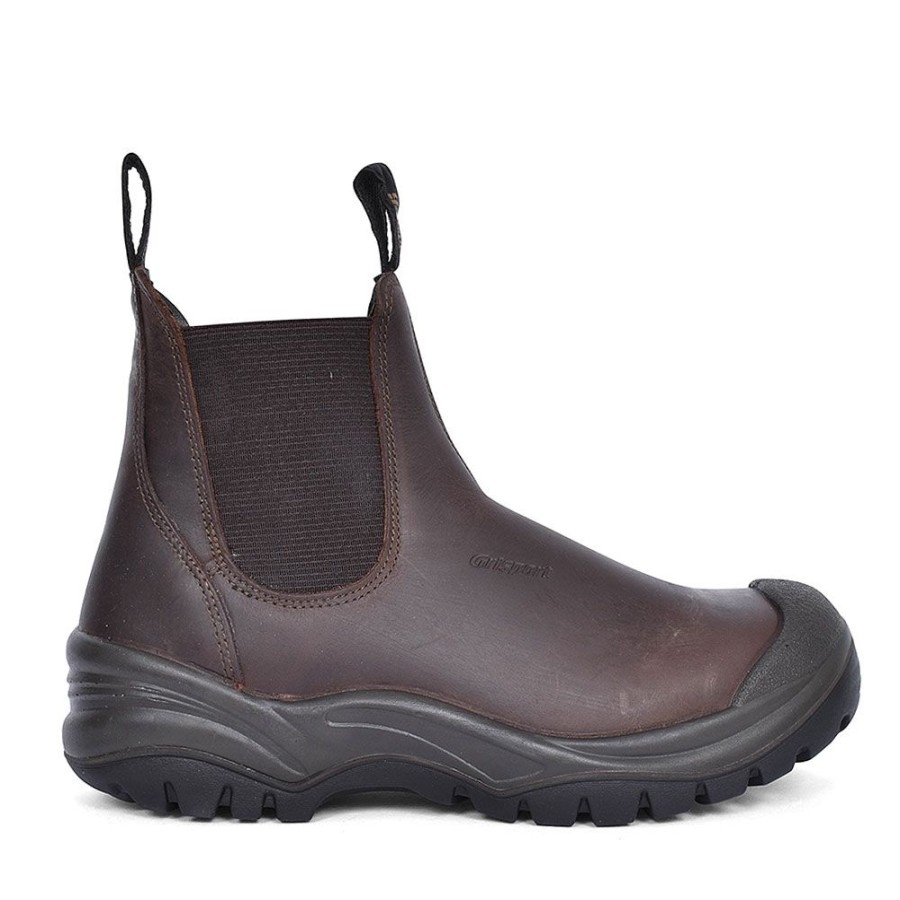 Mens GRISPORT | Chukka Slip On Safety Boots For Men In Brown