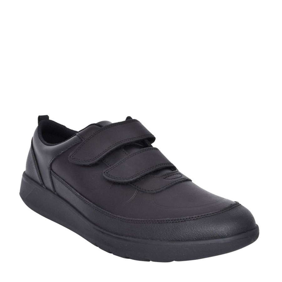 Boys CLARKS | Boys Scape Flare Black Leather Velcro Shoe In Kids G Fit