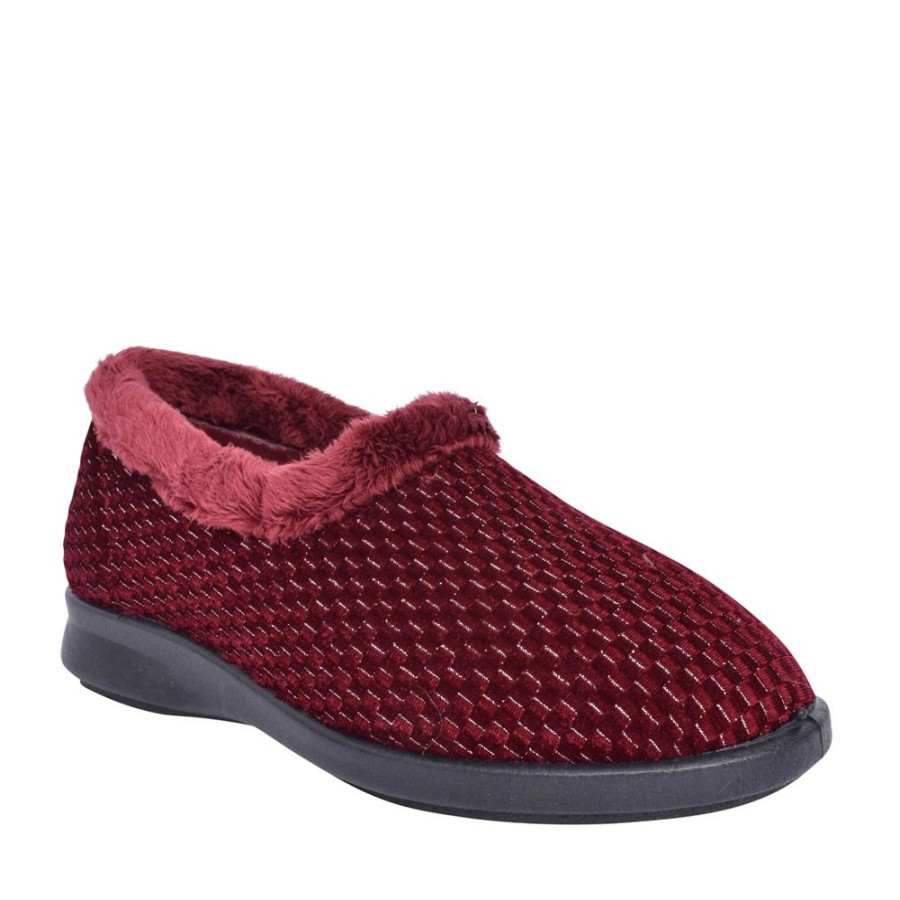 Ladies EASY B | Ladies 2V Extra Wide Betsy Slipper In Burgandy