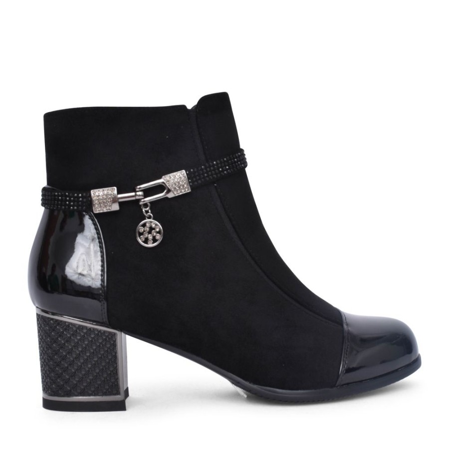 Ladies REDZ | Ladies F3922 Block Heel Ankle Boot In Black