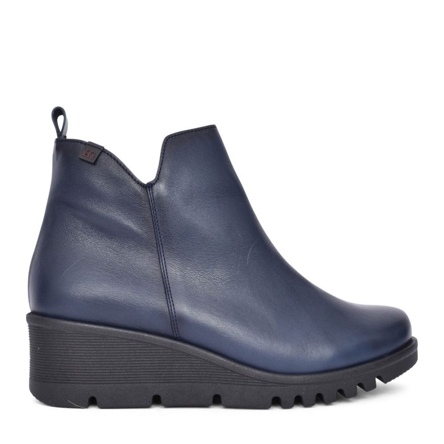 Ladies PEPE MENARGUES | Ladies 20853 Wedge Ankle Boot In Navy