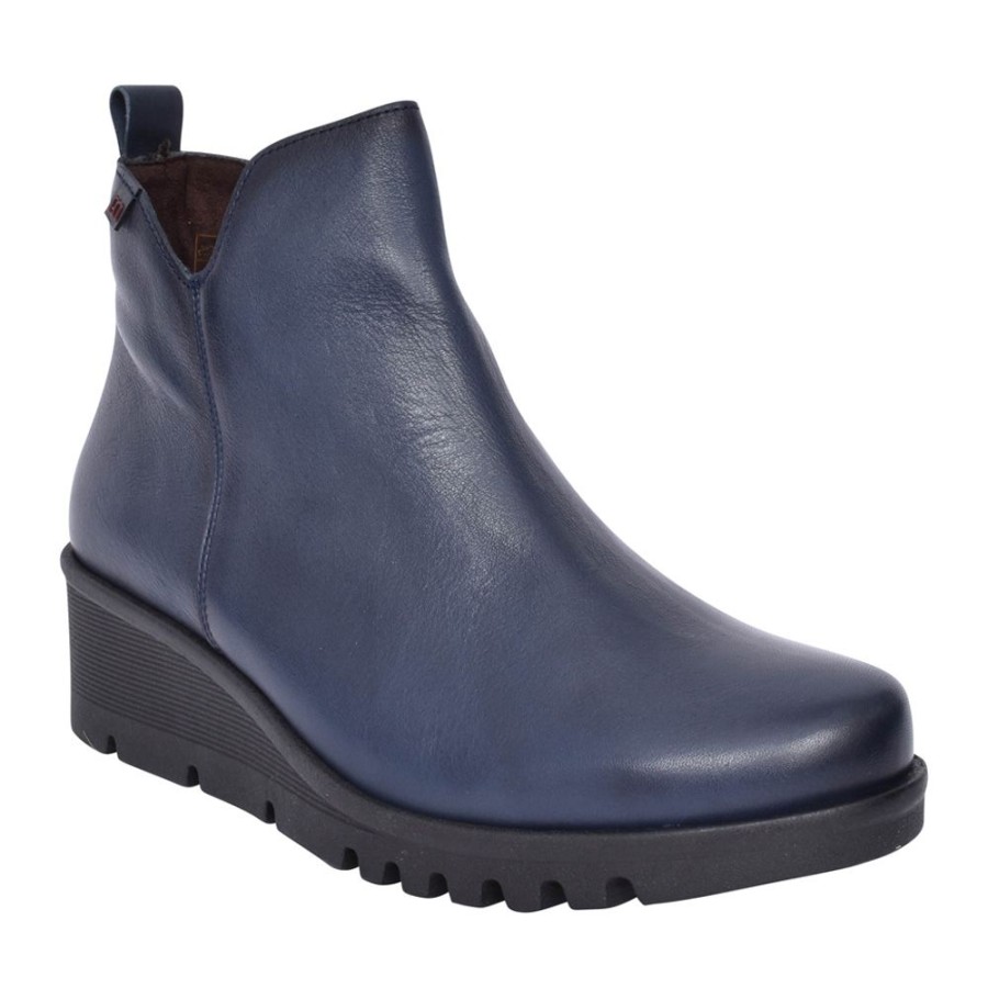 Ladies PEPE MENARGUES | Ladies 20853 Wedge Ankle Boot In Navy