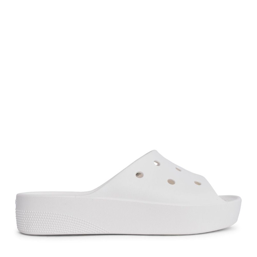 Ladies CROCS | Ladies 208180 Classic Platform Slide In White