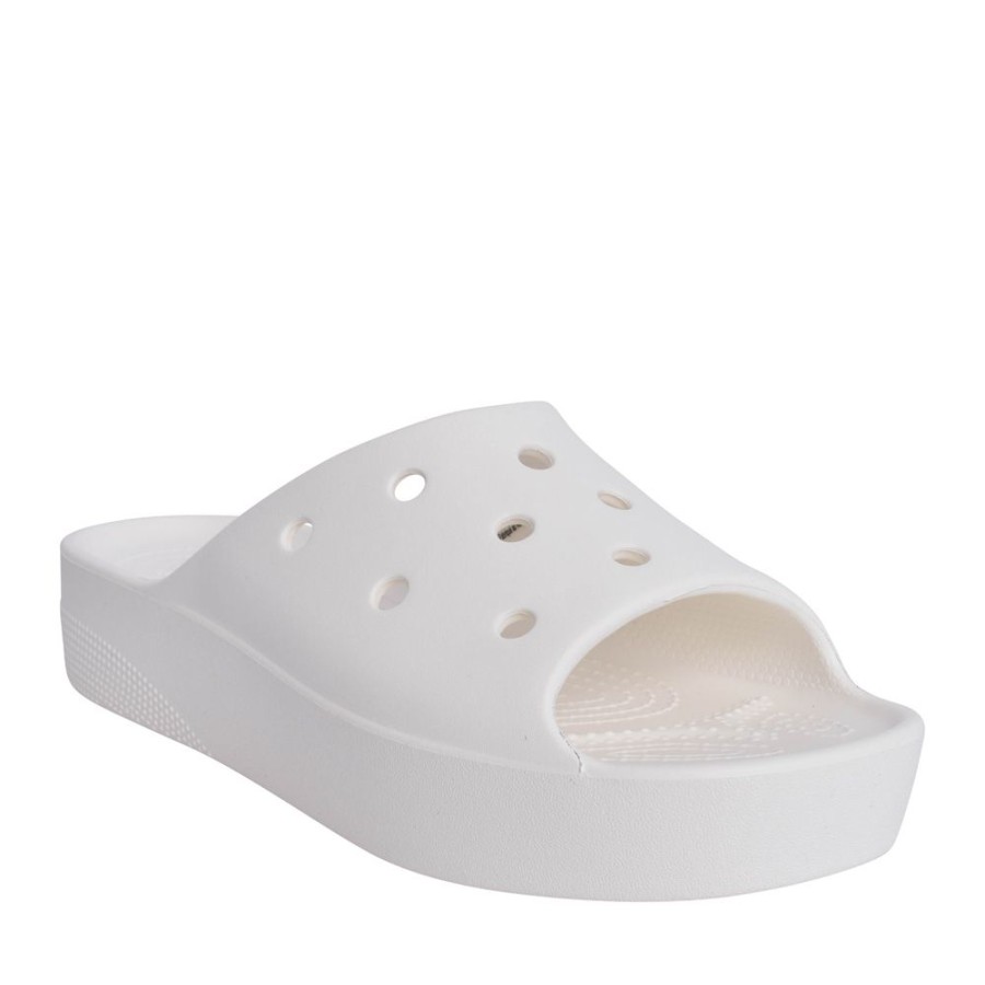 Ladies CROCS | Ladies 208180 Classic Platform Slide In White