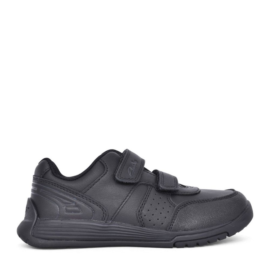 Boys CLARKS | Boys Cica Star Orb K Black Velcro Shoe In Kids G Fit