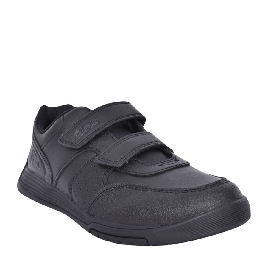 Boys CLARKS | Boys Cica Star Orb K Black Velcro Shoe In Kids G Fit