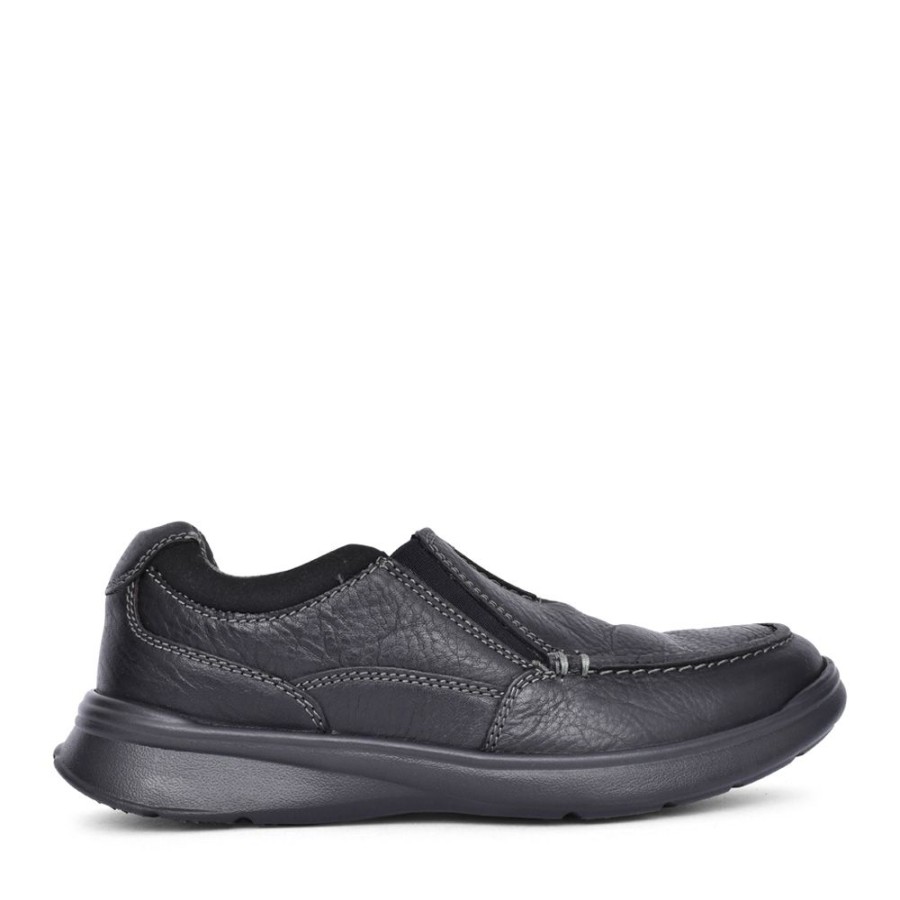 Mens CLARKS | Mens Cotrell Free Leather G-Fit Slip On Shoe In Black