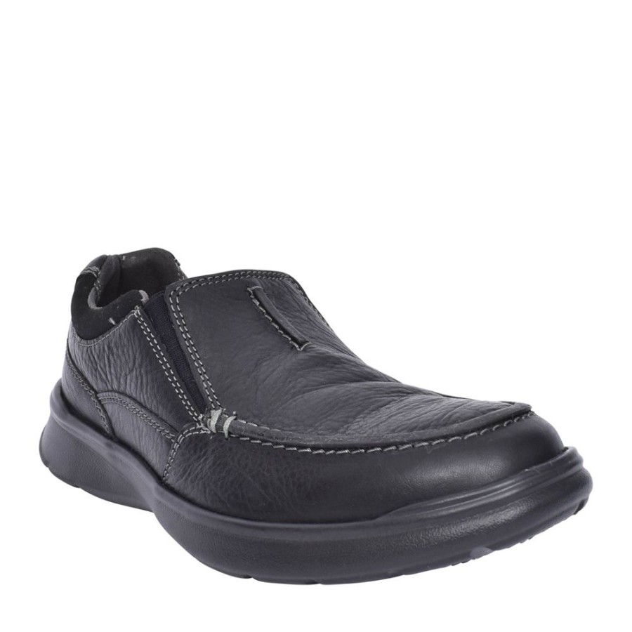 Mens CLARKS | Mens Cotrell Free Leather G-Fit Slip On Shoe In Black