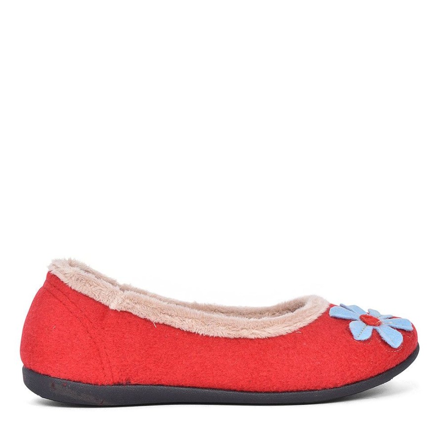 Ladies PADDERS | Happy Flower Slipper For Ladies In Red