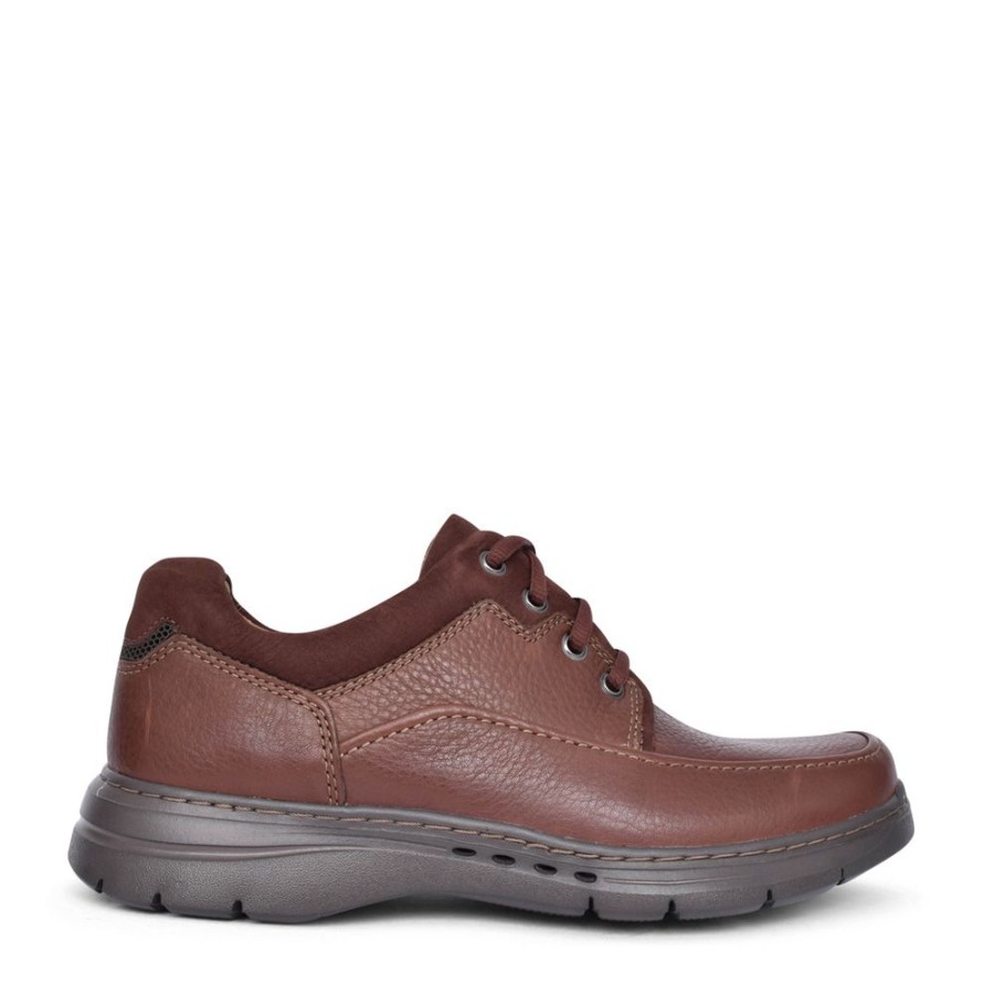 Mens CLARKS | Men'S Un Brawleylace Leather H-Fit Shoe In Brown