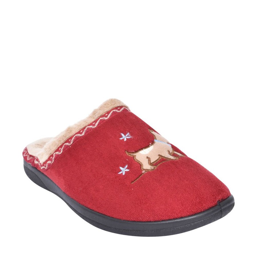 Ladies PADDERS | Scotty Dog Slipper For Ladies In Red