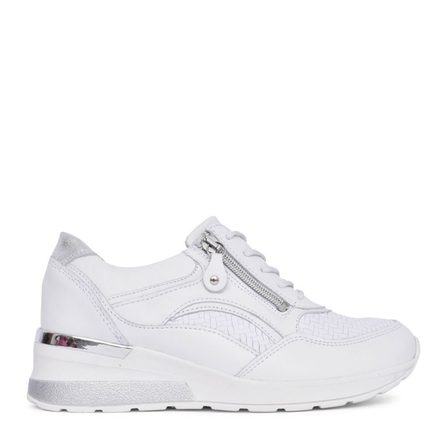 Ladies WALDLAUFER | Ladies 93901 H-Clara Laced Trainer. In White