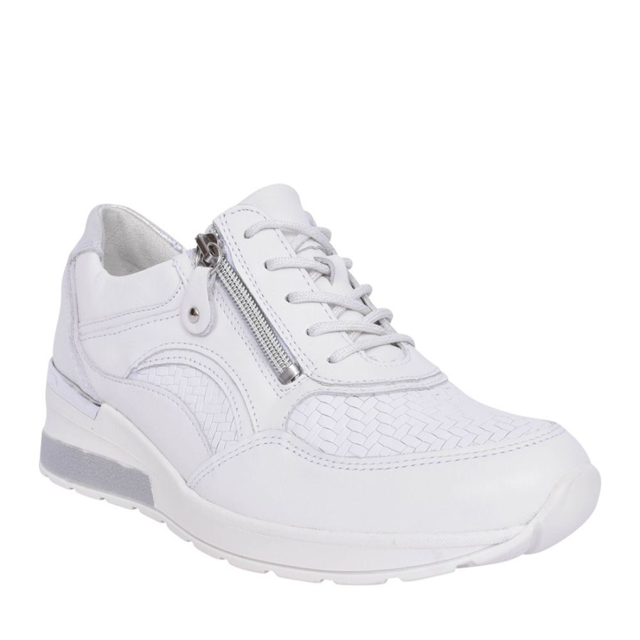 Ladies WALDLAUFER | Ladies 93901 H-Clara Laced Trainer. In White