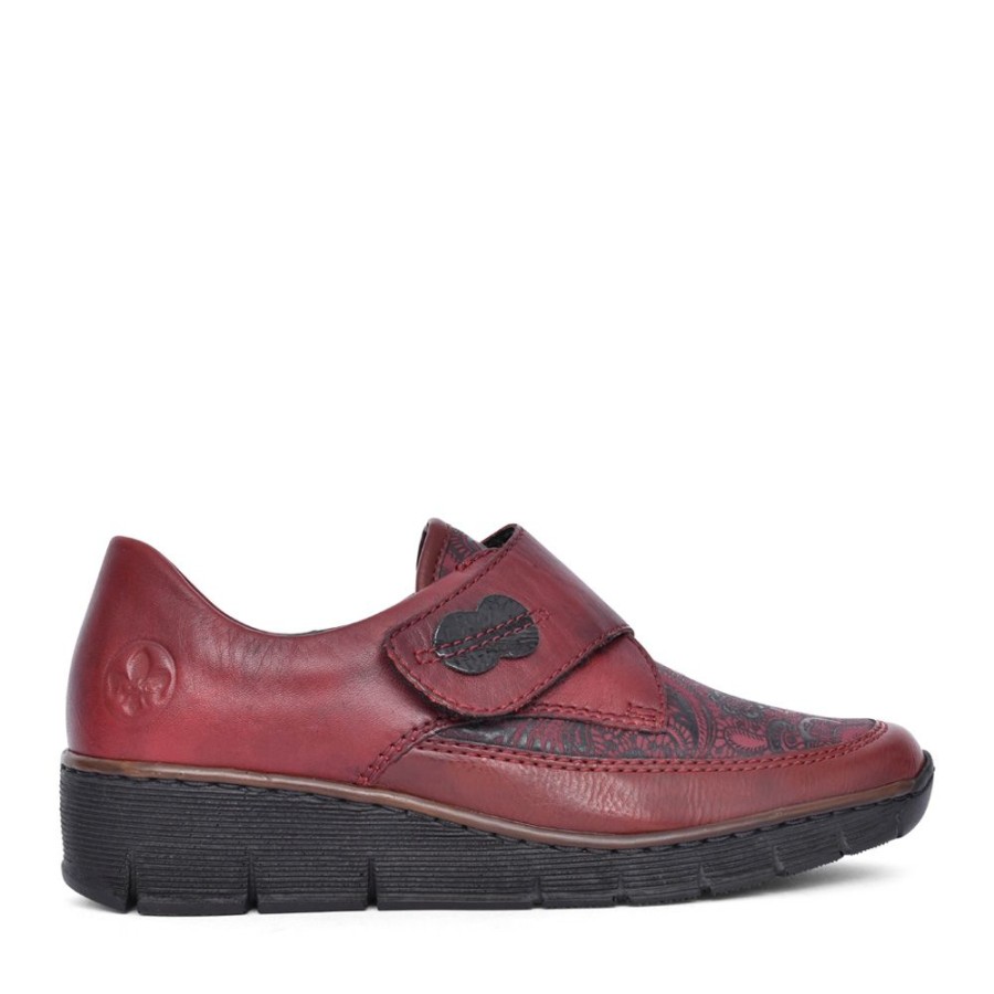 Ladies RIEKER | Ladies 537C0 Wedge Shoe In Wine