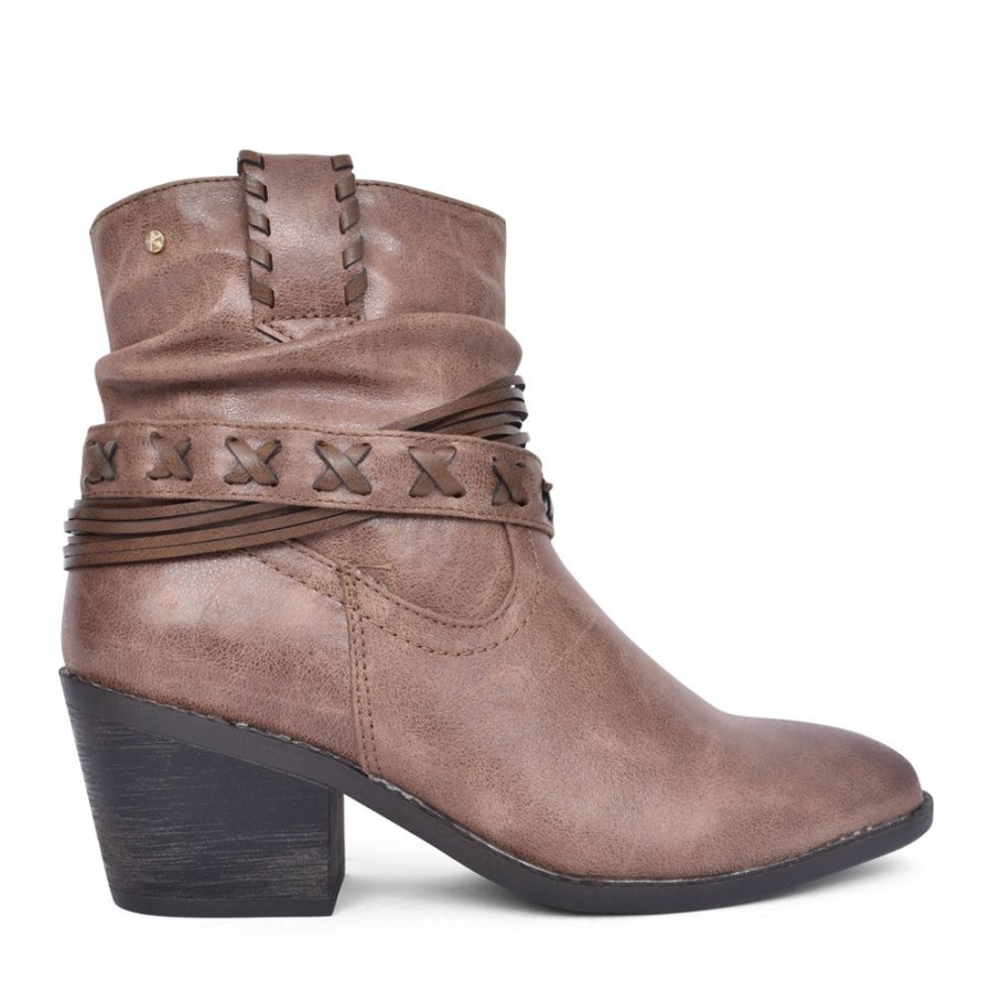 Ladies ESCAPE | Ladies Fairview Block Heel Ankle Boot In Taupe