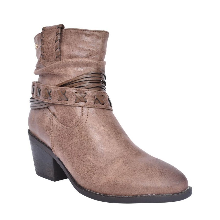 Ladies ESCAPE | Ladies Fairview Block Heel Ankle Boot In Taupe