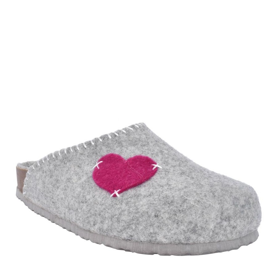 Ladies ADESSO | Ladies Bexly A6318 Heart Mule Slipper In Grey