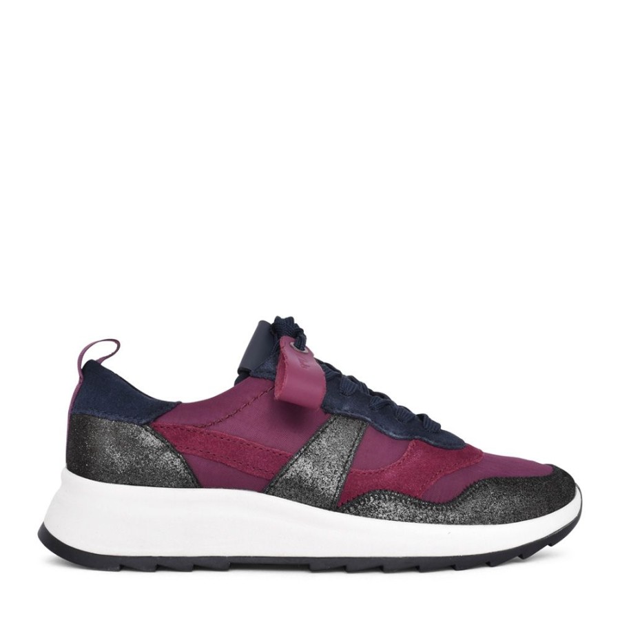 Ladies CLARKS | Ladies Dashlite Jazz Combi D-Fit Trainer In Plum