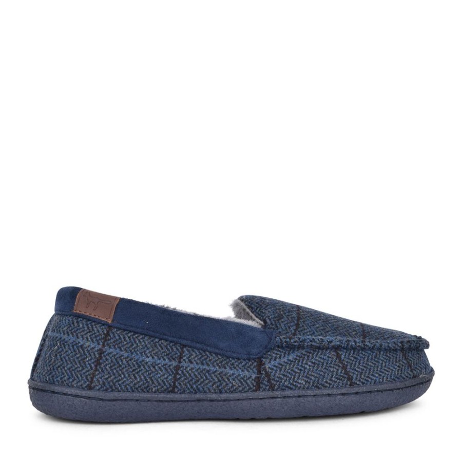 Mens JO & JOE | Mens Tweed Full Slipper In Navy