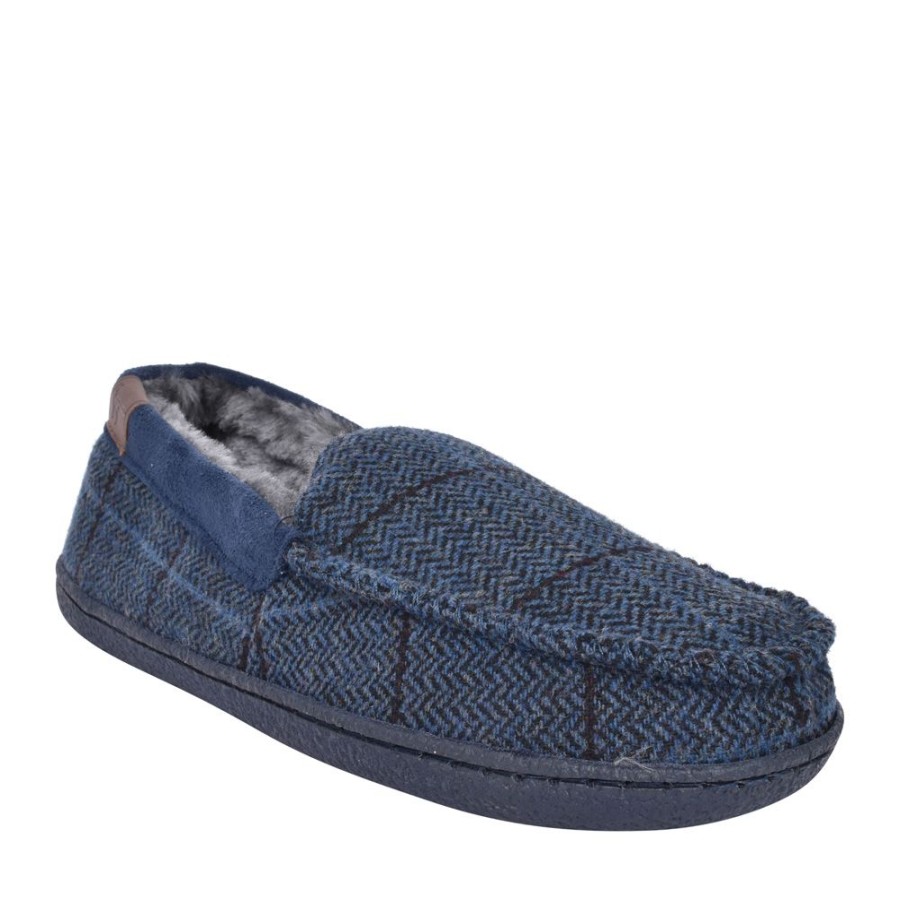 Mens JO & JOE | Mens Tweed Full Slipper In Navy