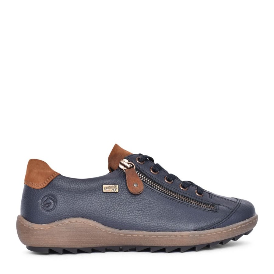 Ladies REMONTE | Ladies R1402 Tex Laced Trainer In Blue