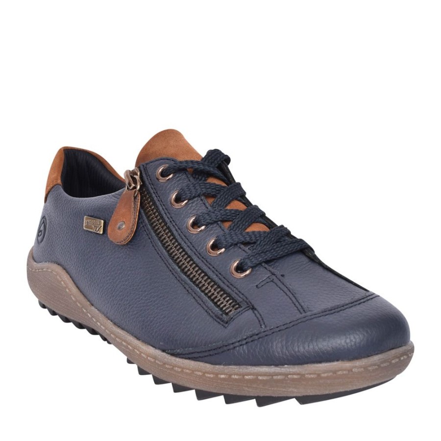 Ladies REMONTE | Ladies R1402 Tex Laced Trainer In Blue