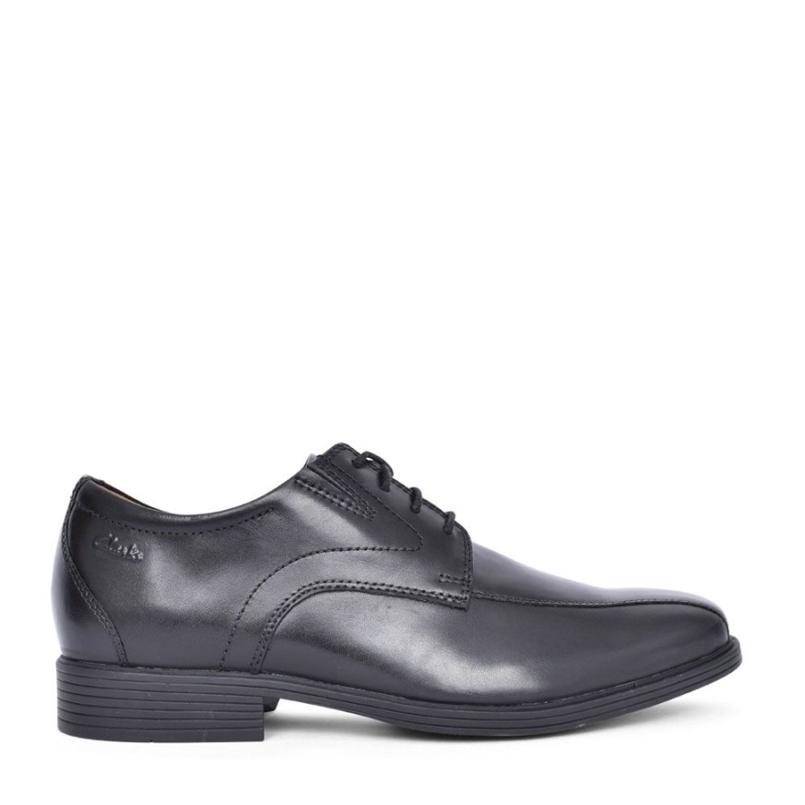 Mens CLARKS | Men'S Whiddon Pace Leather G Fit Lace Up Shoe In Blk Leather