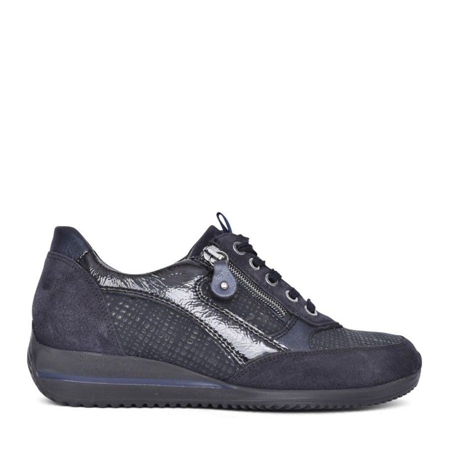 Ladies WALDLAUFER | Ladies 980008 Himona Laced Trainer In Navy