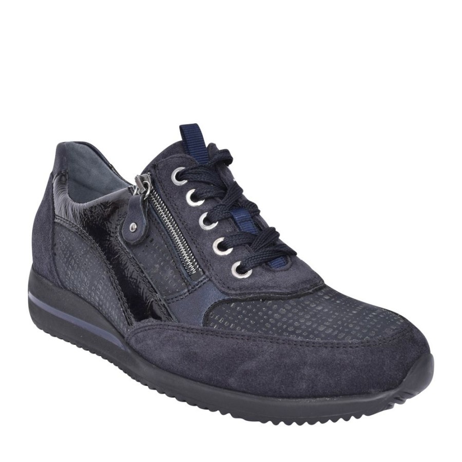 Ladies WALDLAUFER | Ladies 980008 Himona Laced Trainer In Navy