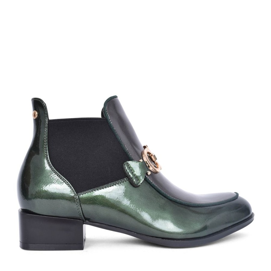 Ladies PATRIZIO COMO | Ladies Aubonne Low Heel Ankle Boot In Green