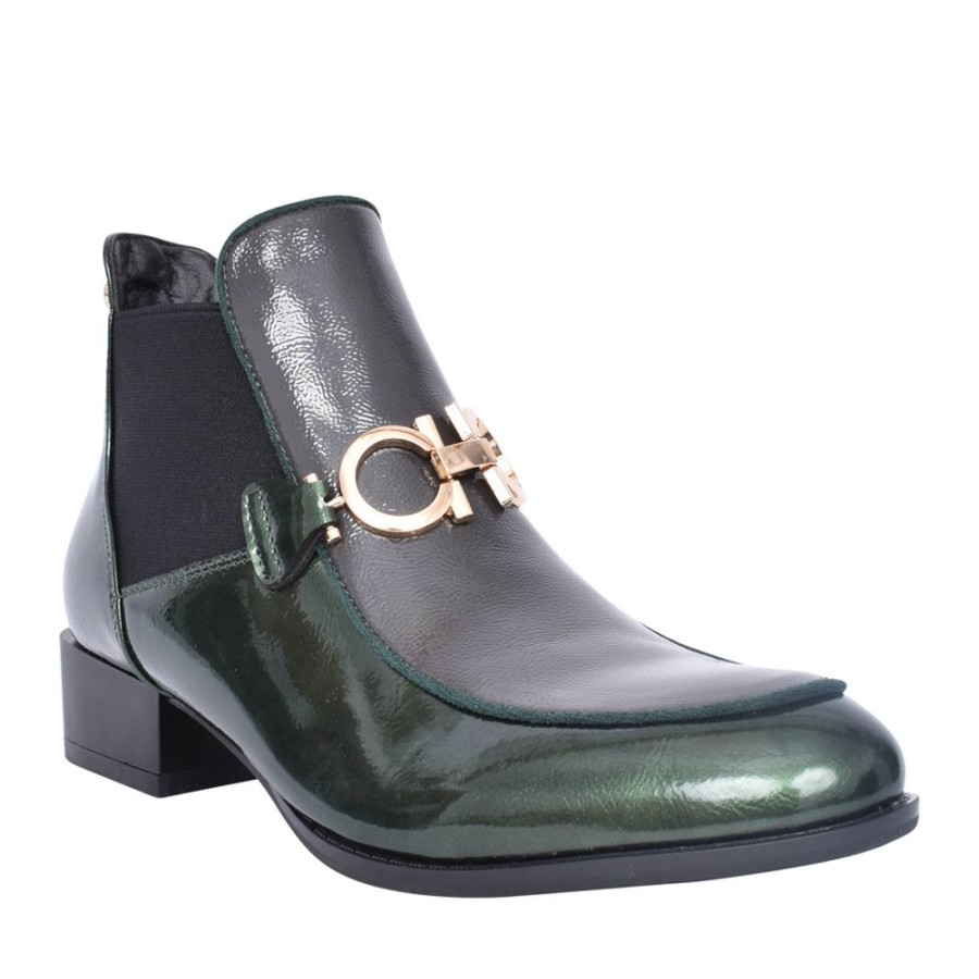 Ladies PATRIZIO COMO | Ladies Aubonne Low Heel Ankle Boot In Green