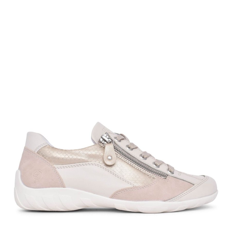 Ladies REMONTE | Ladies R3410 Laced Trainer In Beige