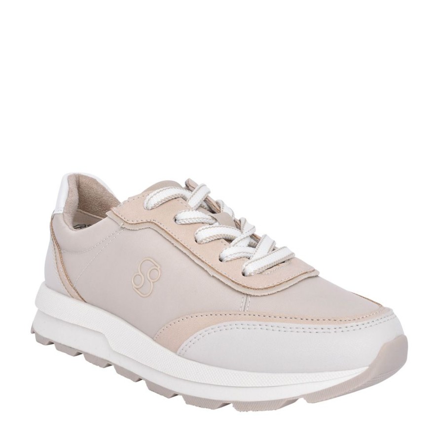 Ladies S.OLIVER | Ladies 5-23616 Laced Trainer In Beige