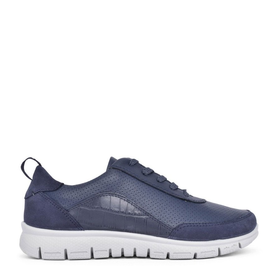 Ladies HOTTER | Ladies Gravity Ii Std Fit Leather Laced Trainer In Navy