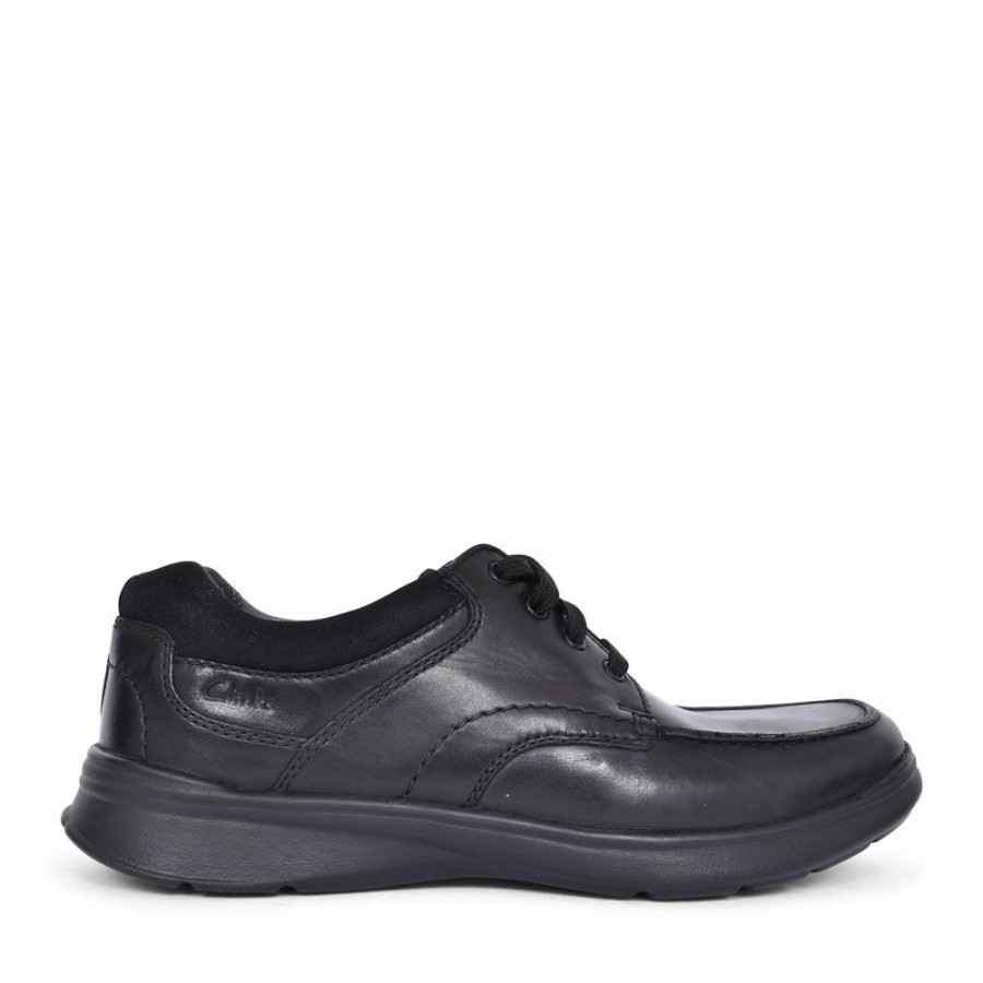 Mens CLARKS | Cotrell Edge Leather H Fit Laced Shoe For Men In Blk Leather