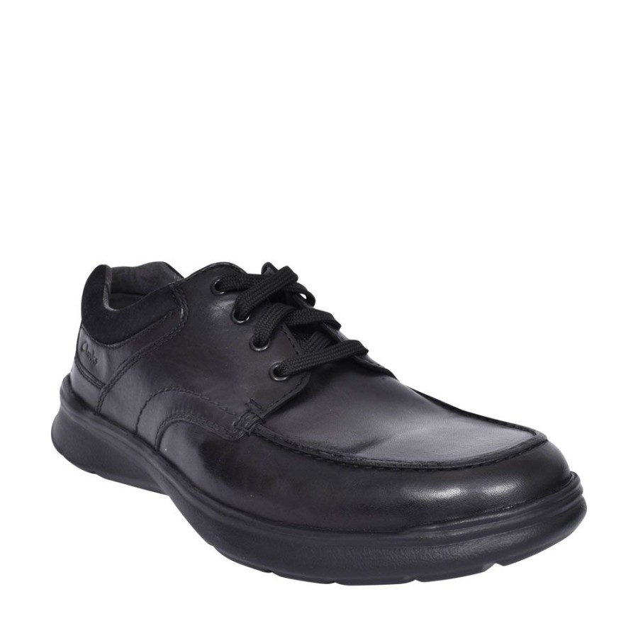 Mens CLARKS | Cotrell Edge Leather H Fit Laced Shoe For Men In Blk Leather