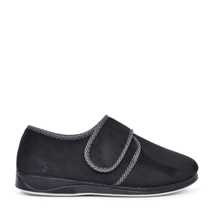 Mens PADDERS | Harry Velcro Slipper For Men In Black