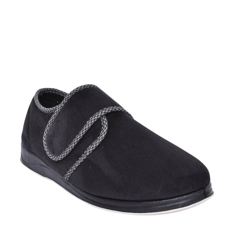 Mens PADDERS | Harry Velcro Slipper For Men In Black