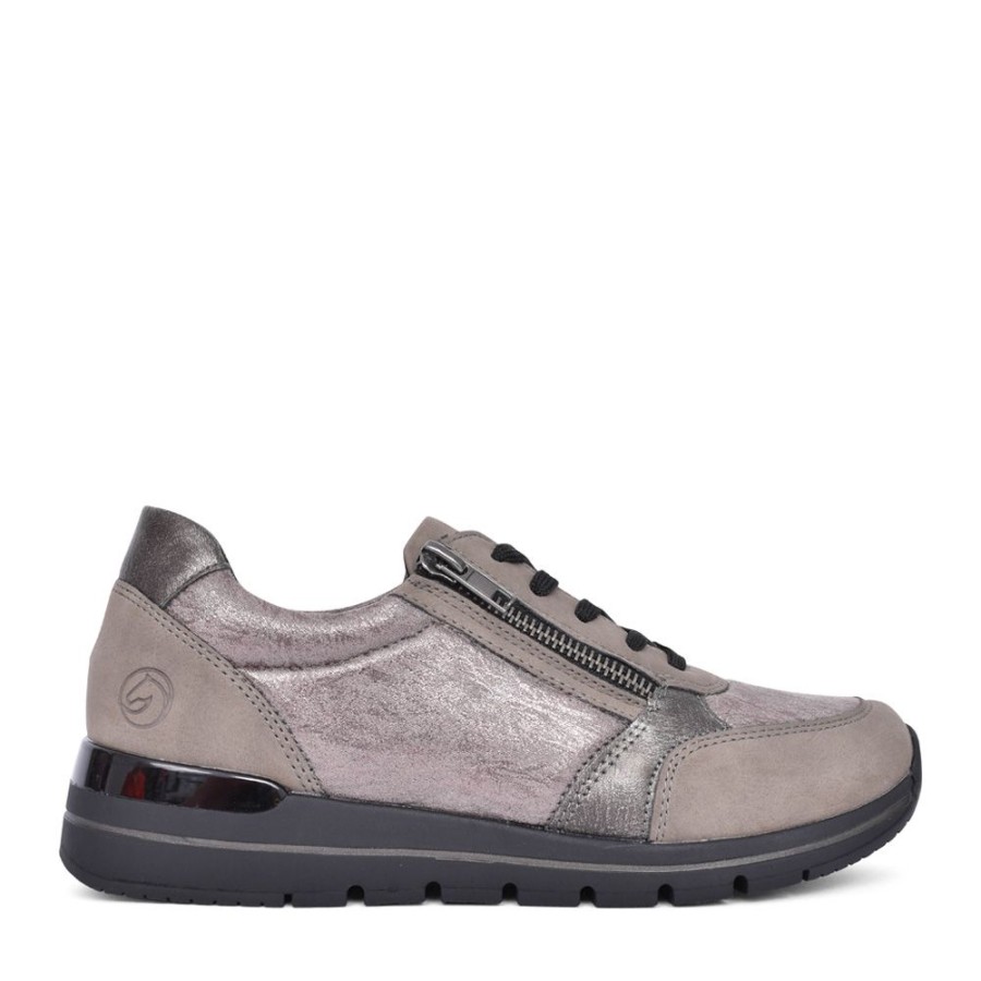 Ladies REMONTE | Ladies R6700 Laced Trainer In Grey