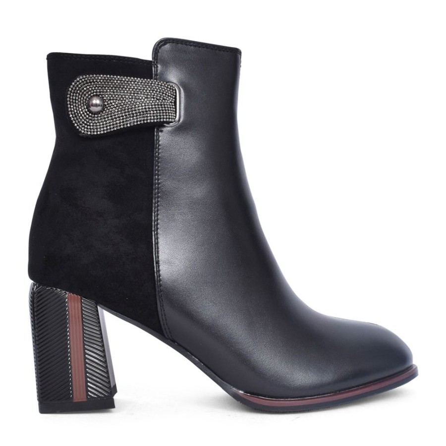 Ladies REDZ | Ladies F220 Medium Heel Ankle Boot In Black