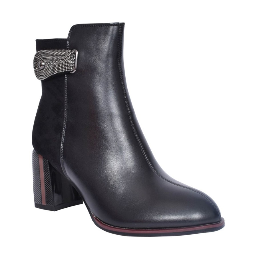 Ladies REDZ | Ladies F220 Medium Heel Ankle Boot In Black